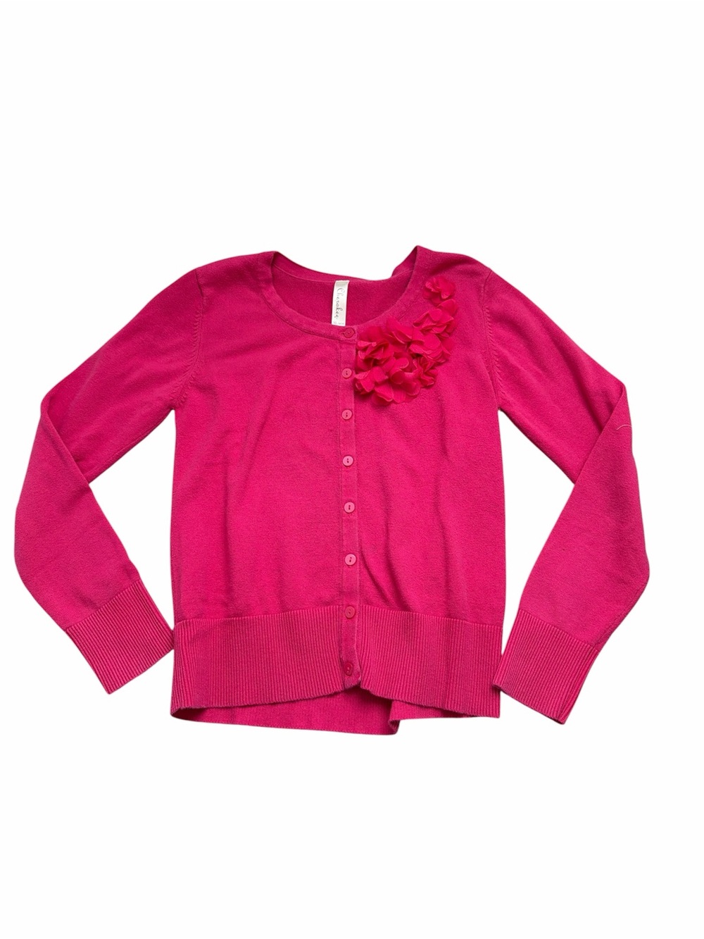 Girls Pink Cardigan with Floral Accent